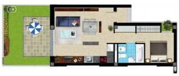 Apto. coqueton de 1 hab. con jardin privado 30m2 en ctra las marin (2)